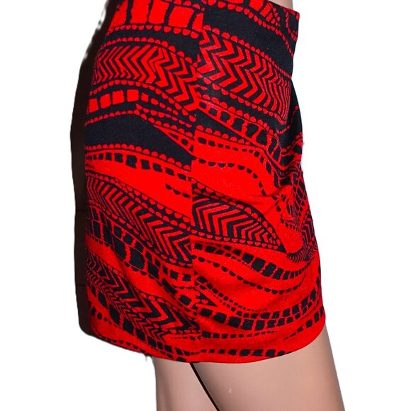 Bebe Black Red Wrap Skirt 00 - Picture 6 of 7